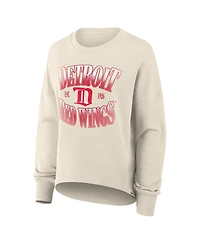 Fanatics Women's Cream Detroit Red Wings Oversized Vintage Slice Pullover Sweatshirt