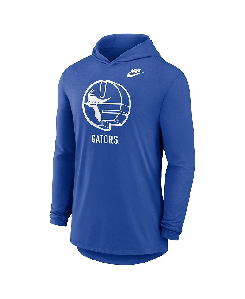 Nike Men's Royal Florida Gators Legacy Tri-Blend Dri-fit Long Sleeve Hoodie T-Shirt