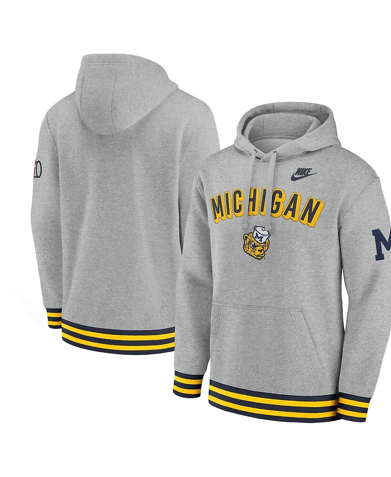 Nike Men's Heather Gray Michigan Wolverines Legacy Retro Pullover Hoodie