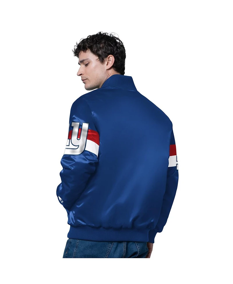 Starter Men's Royal New York Giants Triple Option Satin Varsity Vintage Logo Full-Snap Jacket