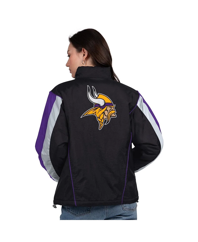 Starter Women's Black/Purple Minnesota Vikings Thursday Night Gridiron Half-Zip Jacket