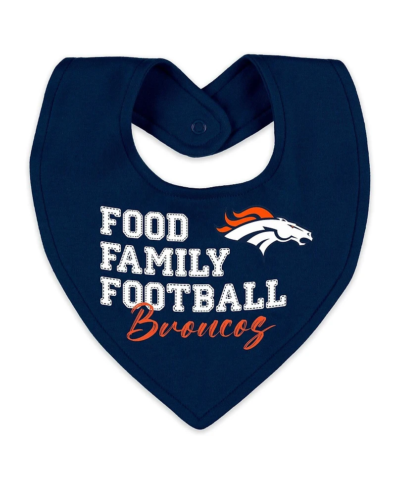 Wear by Erin Andrews Baby Boys and Girls Newborn 2-Piece Denver Broncos Sleep Play Full-Zip Sleeper Bib Set