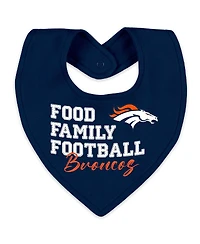 Wear by Erin Andrews Baby Boys and Girls Newborn 2-Piece Denver Broncos Sleep Play Full-Zip Sleeper Bib Set