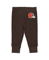Wear by Erin Andrews Baby Boys and Girls Newborn 3-Piece Cleveland Browns Turn Me Around Bodysuits Pant Set