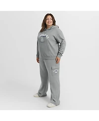 Wear by Erin Andrews Women's 2-Piece Gray Los Angeles Dodgers Plus Waffle-Knit Long-Sleeve Hoodie and Lounge Pant Set