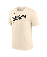 Nike Men's Natural Los Angeles Dodgers Wordmark Tri-Blend T-Shirt
