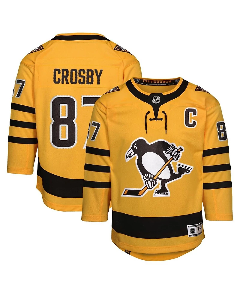 Outerstuff Big Boys and Girls Sidney Crosby Gold Pittsburgh Penguins Alternate Replica Player Jersey