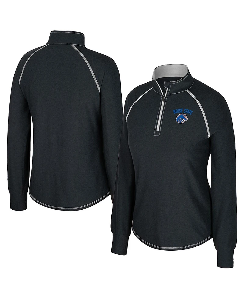 Colosseum Women's Black Boise State Broncos Bikram Raglan Quarter-Zip Sweatshirt
