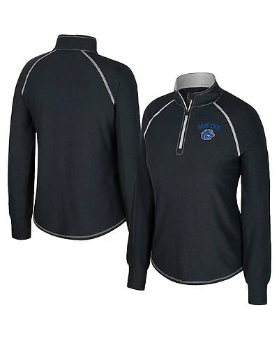 Colosseum Women's Black Boise State Broncos Bikram Raglan Quarter-Zip Sweatshirt