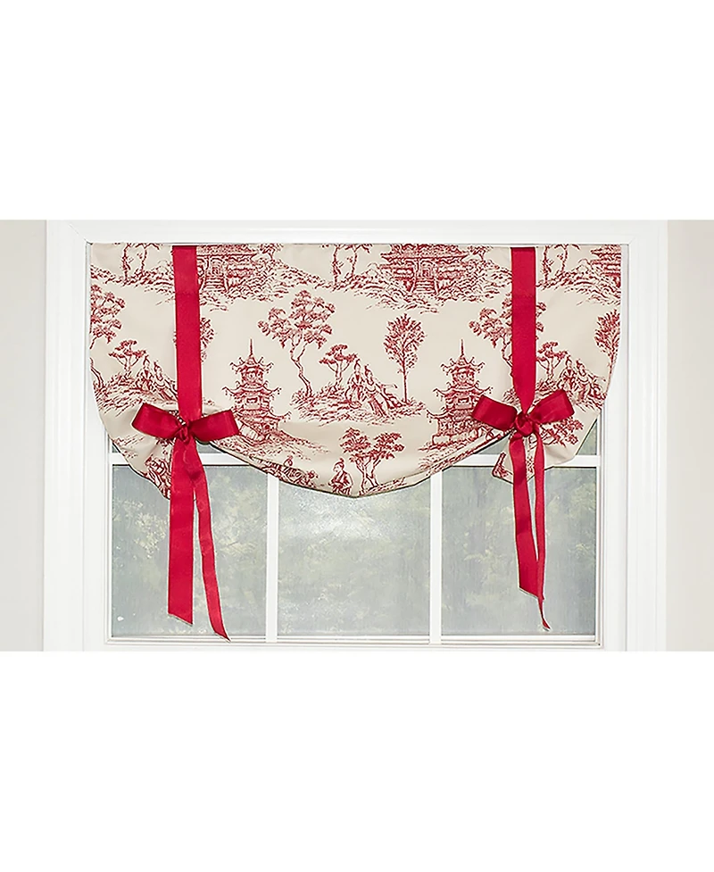Naomi Tie-Up Ribbon Tie 3" Rod Pocket Valance 50" x 21" Red by Rlf Home