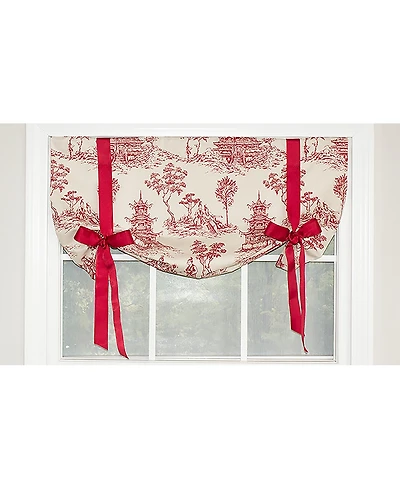 Naomi Tie-Up Ribbon Tie 3" Rod Pocket Valance 50" x 21" Red by Rlf Home
