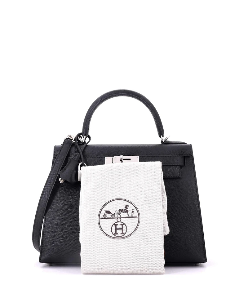 Pre-Owned Hermes Kelly Handbag Epsom with Palladium Hardware