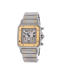 Pre-Owned Cartier Santos de Cartier Galbee Chronograph Quartz Watch in Stainless Steel and Gold 29mm