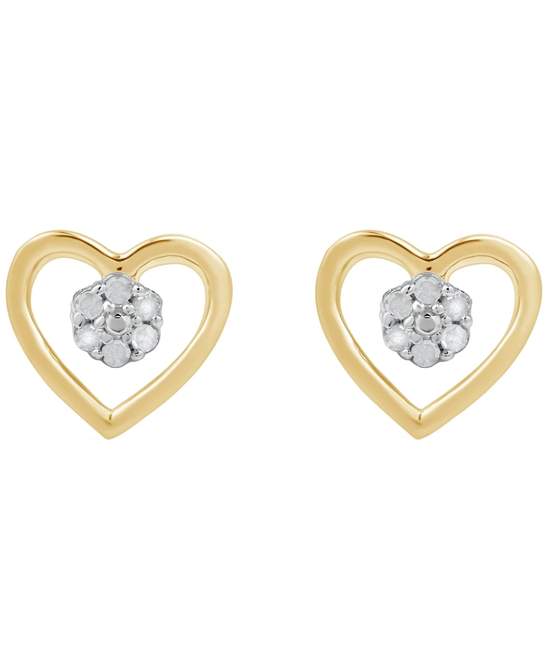 Macy's Diamond Heart Earrings (1/10 ct. t.w.) Sterling Silver (also 14K Gold-Plated Silver)