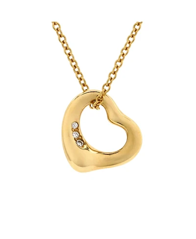 Pre-Owned Tiffany & Co. Elsa Peretti Open Heart 3 Diamonds Pendant Necklace