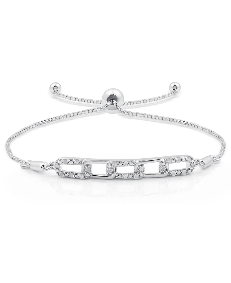 Macy's Diamond Oblong Link Bracelet (1/6 ct. t.w.) in Sterling Silver
