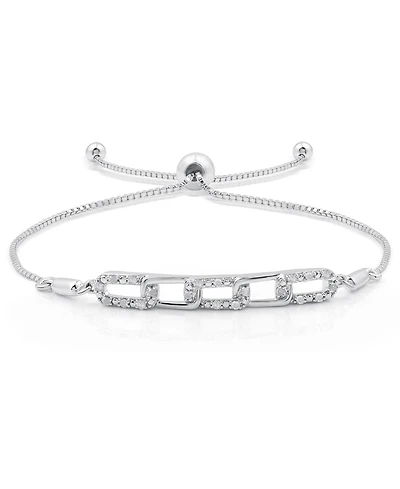 Macy's Diamond Oblong Link Bracelet (1/6 ct. t.w.) in Sterling Silver