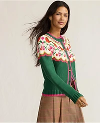 Lands' End Women's Lofty Fair Isle Cardigan Sweater
