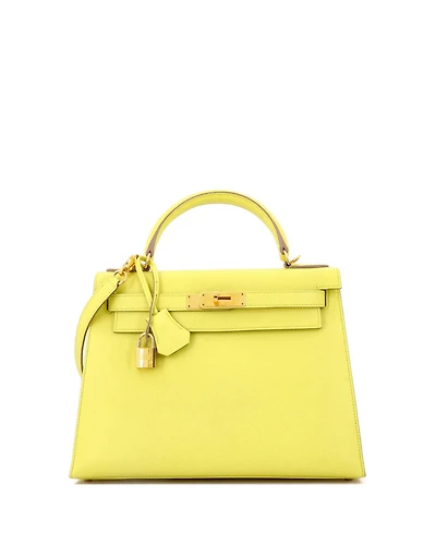 Pre-Owned HERMES Kelly 28 Handbag Yellow Epsom with Gold Hardware