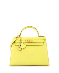 Pre-Owned HERMES Kelly 28 Handbag Yellow Epsom with Gold Hardware