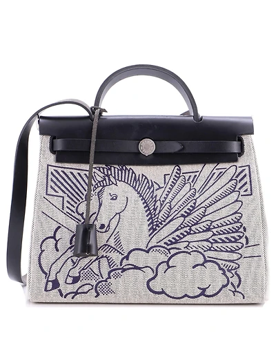 Pre-Owned Hermes 31 Herbag Zip Pegase Pop Toile and Leather