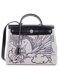 Pre-Owned Hermes 31 Herbag Zip Pegase Pop Toile and Leather