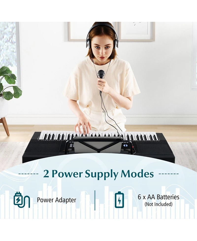 Mecale 61-Key Electronic Keyboard Piano Starter Set with Stand Bench and Headphones