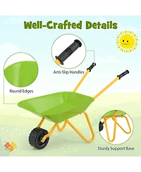 Mecale Outdoor Garden Backyard Play Toy Kids Metal Wheelbarrow