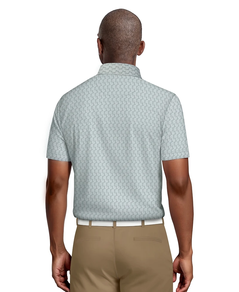 Pga Tour Men's All-Over Micro Jacquard Short-Sleeve Golf Polo Shirt