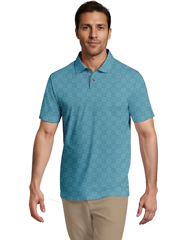 Pga Tour Men's All-Over Batik Geometric Print Short-Sleeve Golf Polo Shirt