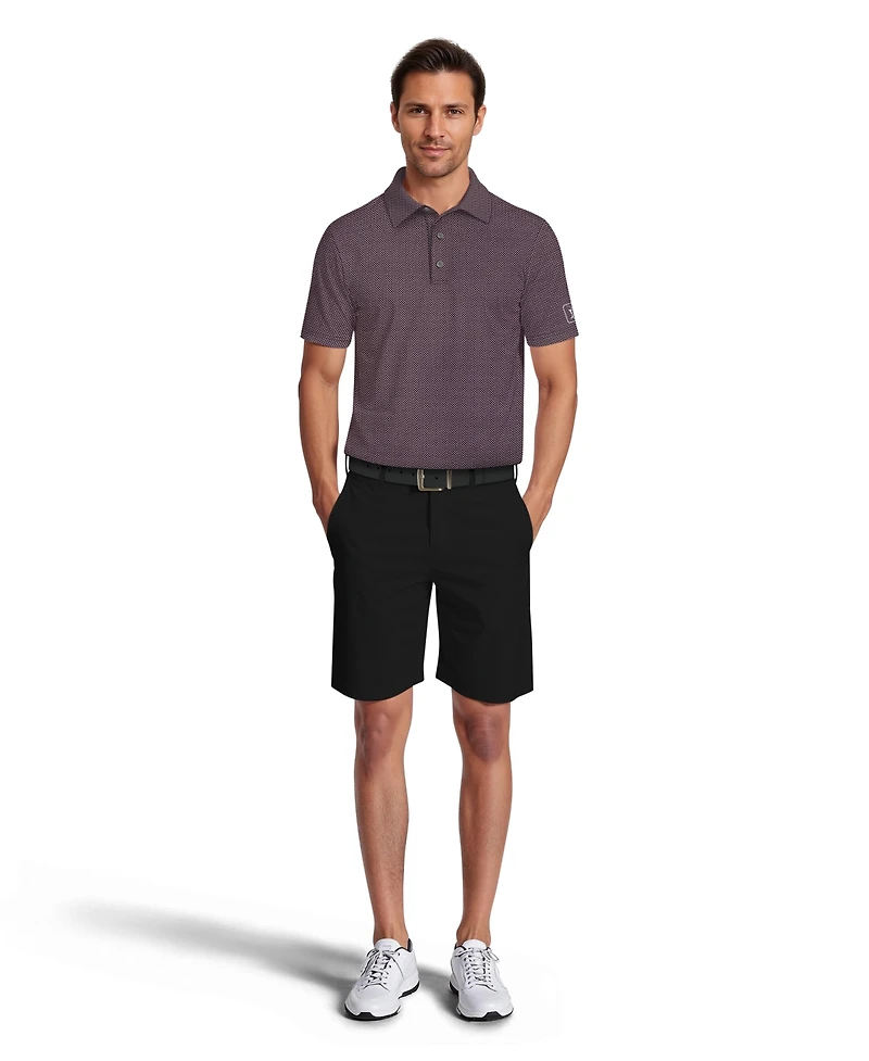 Pga Tour Men's Micro Geometric Print Short-Sleeve Golf Polo Shirt