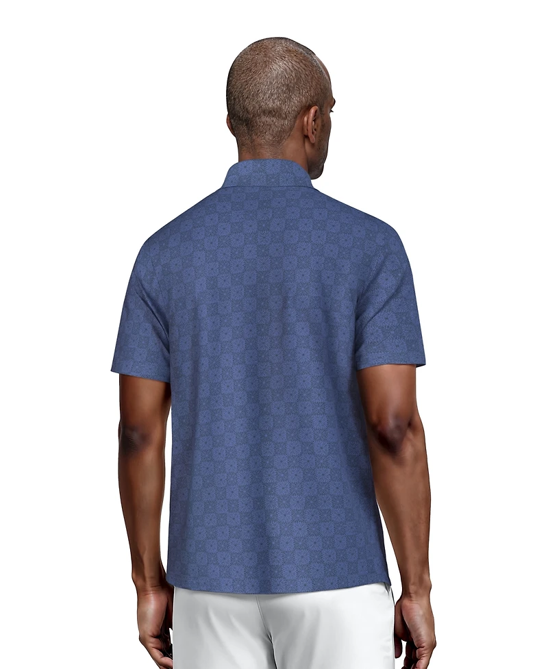 Pga Tour Men's All-Over Batik Geometric Print Short-Sleeve Golf Polo Shirt