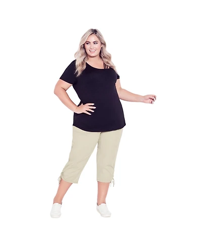 Avenue Women's Plus Cotton Cinch Capri