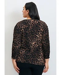 Avenue Women's Naomi Print Gathered Sleeve Top