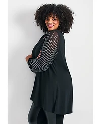 Avenue Women's Glitz Embellished Sleeve Tunic