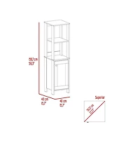 Airsurfer Linen Cabinet with Two Interior Shelves and Two Open Shelves Single Door Freestanding Storage Organizer for Bathroom or Living Room