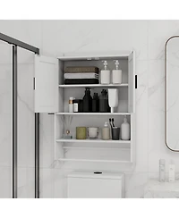 Airsurfer Bathroom Wall Cabinet with Doors Adjustable Shelf Towel Bar and Paper Holder Medicine Cabinet for Bathroom