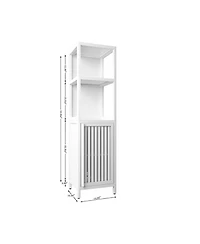 Airsurfer 52 Inch Tall White Linen Tower Bamboo Storage Cabinet Freestanding Storage Cabinet for Bathroom Bedroom and Living Room