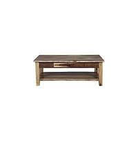 Porter Designs Taos Solid Sheesham Wood Coffee Table, Natural