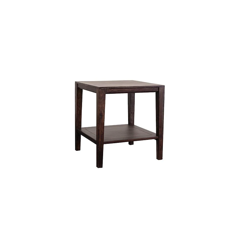 Porter Designs Fall River Solid Sheesham Wood End Table, Gray