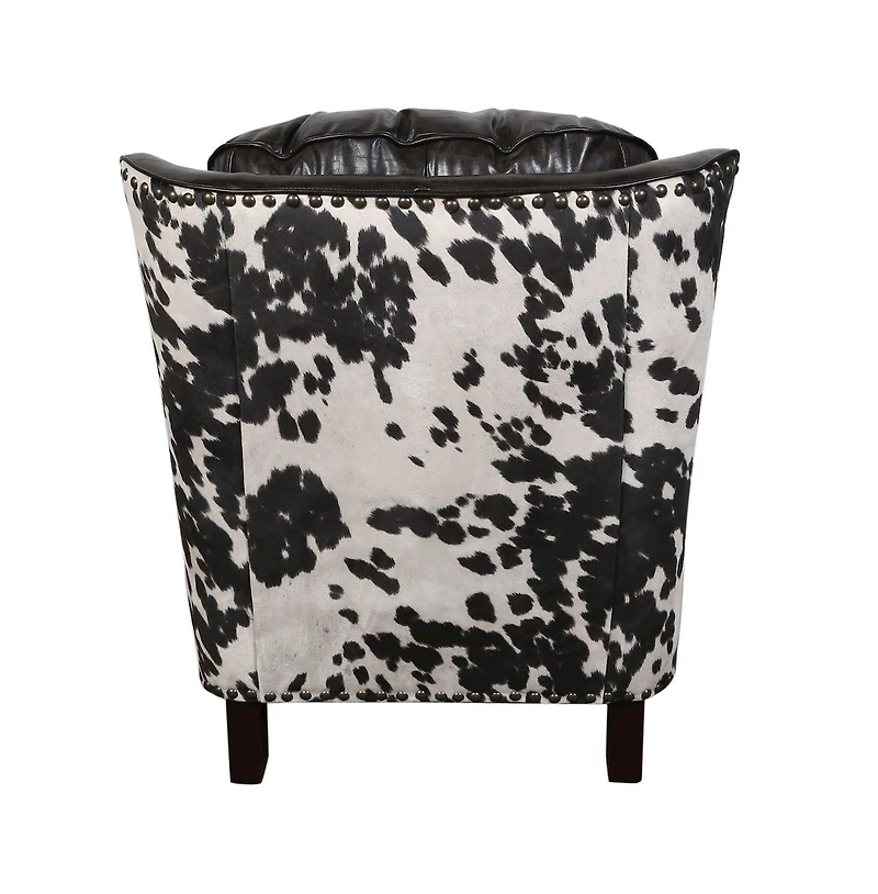 Porter Designs Wrangler Leather-look & Cow Pattern Accent Chair, Brown