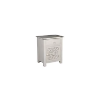 Porter Designs Bali Solid Hand Carved Wood Nightstand, White
