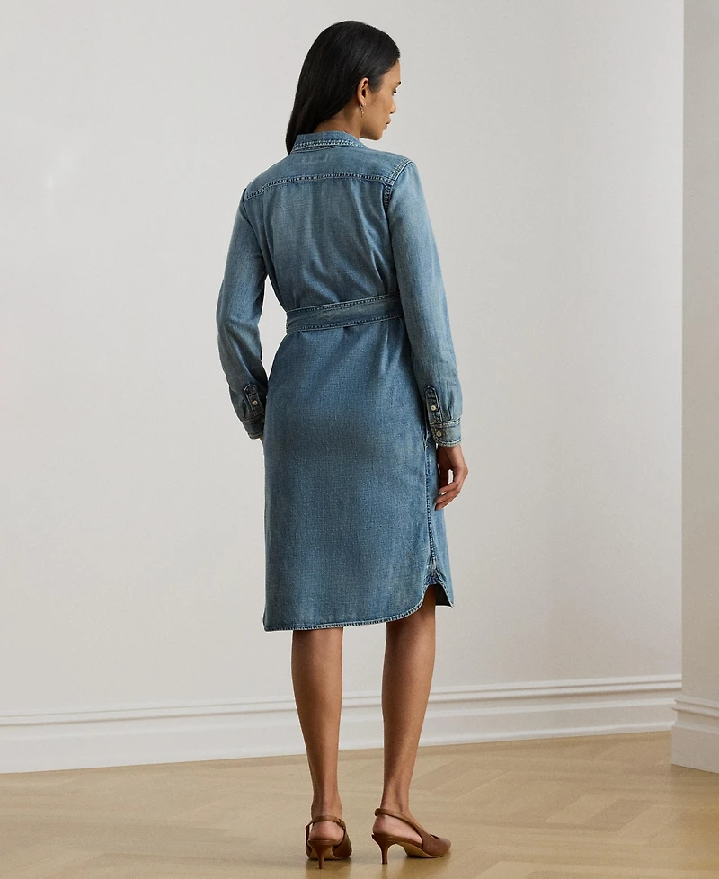 Lauren Ralph Women's Long-Sleeve Belted Shirtdress