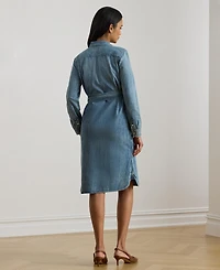 Lauren Ralph Women's Long-Sleeve Belted Shirtdress
