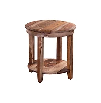 Sonora Solid Sheesham Wood Round End Table, Brown