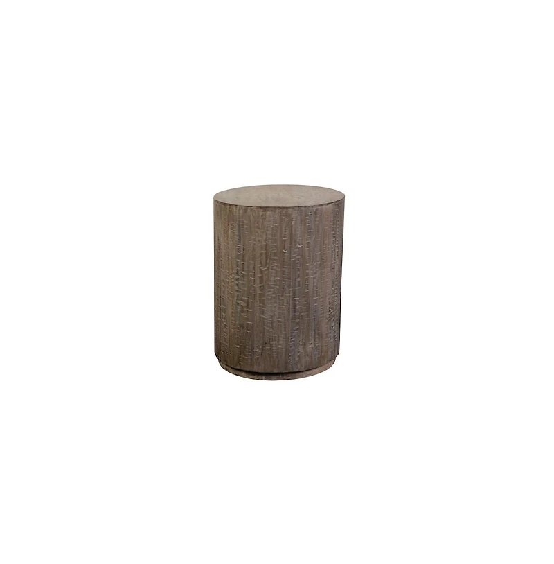 Porter Designs Drum Gray Wash Mango Wood End Table, Gray