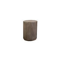 Porter Designs Drum Gray Wash Mango Wood End Table, Gray