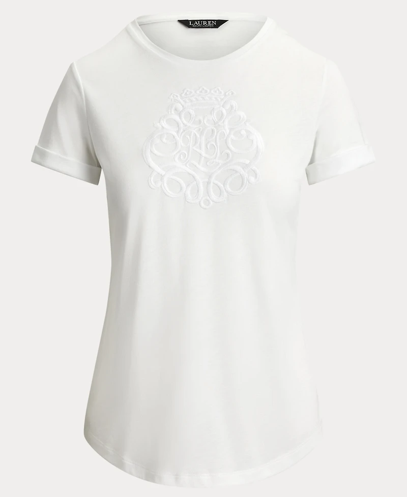 Lauren Ralph Women's Crewneck Embroidered-Logo T-Shirt