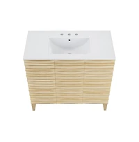 Swiss MadisonCascade 36 in. Natural oak Bathroom Vanity With White, 3-Hole Ceramic Sink Top