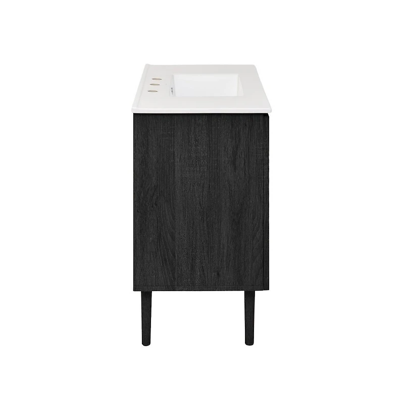 Swiss Madison 36" Freestanding Bathroom Vanity in Oak with 3-Hole Widespread Sink Top